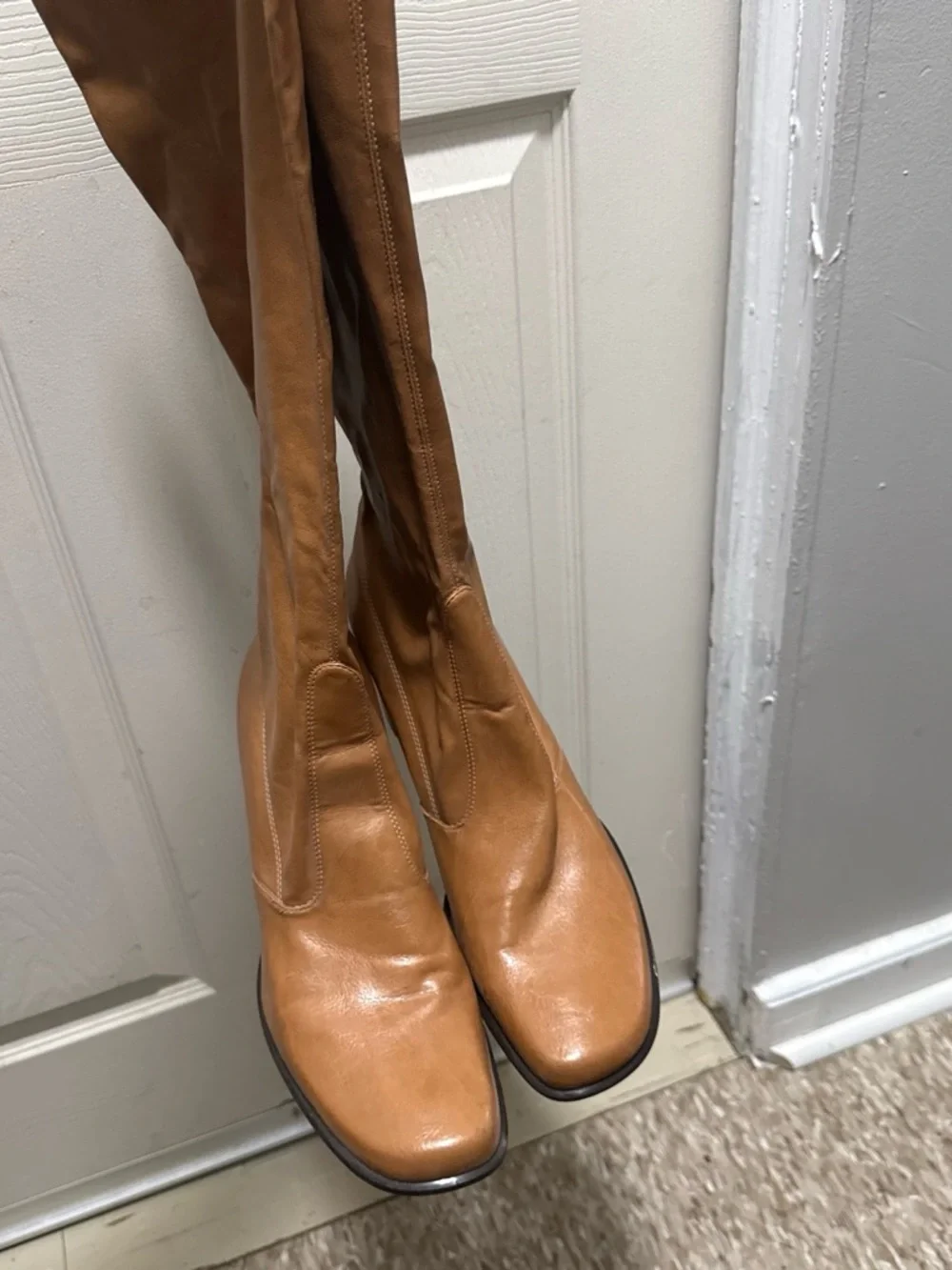 Franco sarto Women's Tall Tan Leather Block Heel Boots